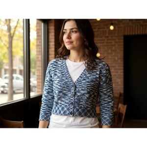 Free Assembly Womens Multicolor Striped cottage Button Front‎ Cardigan office XL